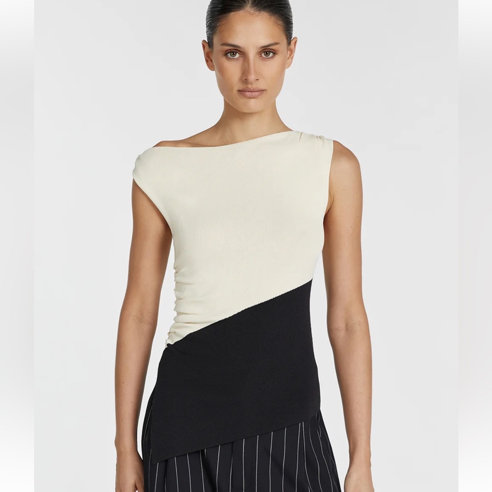 COPY - DISSH Poppy two tone asym longline top